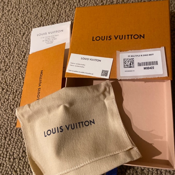 Louis Vuitton multiple vachette leather monogram shadow navy blue wallet. RARE! - Picture 6 of 6